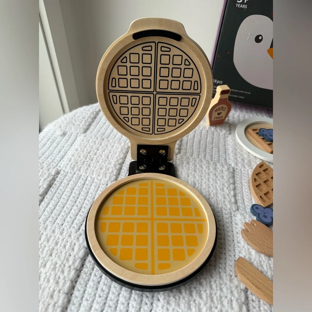 PairPear Wooden Waffle Maker Toy Food Playset